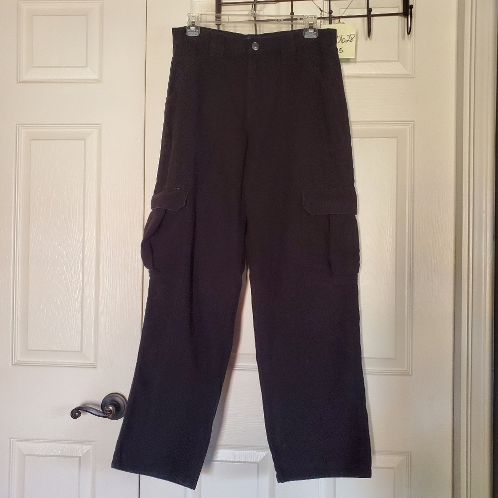 Aeropostale Mid Rise Straight Leg Cargo Pants Black Canvas Size Medium